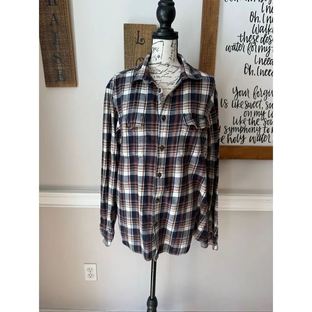 Sonoma Men's Plaid Flannel Long Sleeve Button Down Shirt Multicolor Size Large